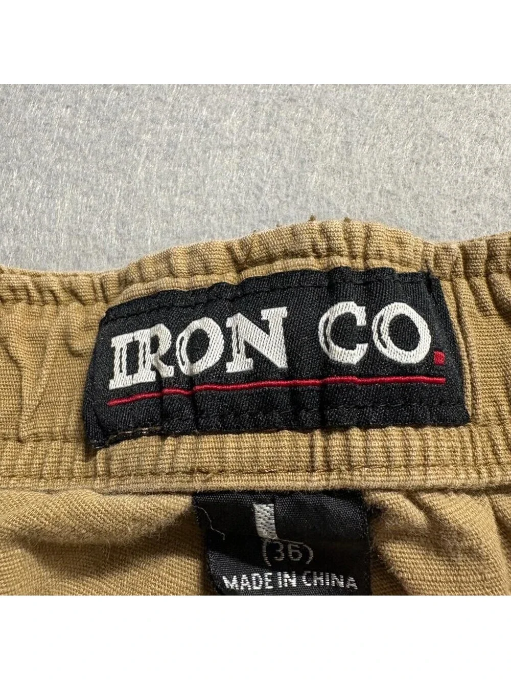 Iron Co Mens Cargo Jogger Pants Large L 36 Brown Cotton Spandex Elastic Waist